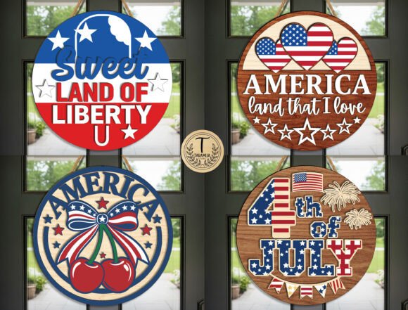 Download Patriotic Door Sign Laser Cut SVG Bundle - Patriotic door sign Collection