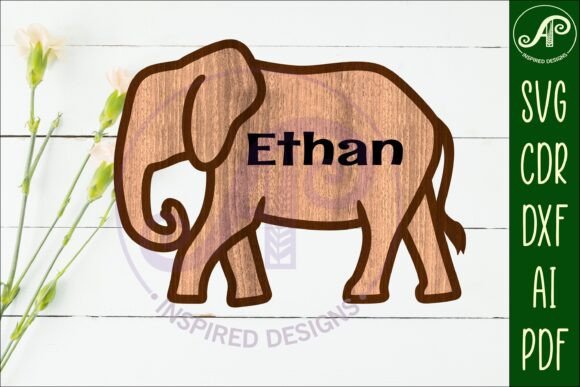 Download Elephant Outline Two Layer Name Sign - Two layer name sign Collection