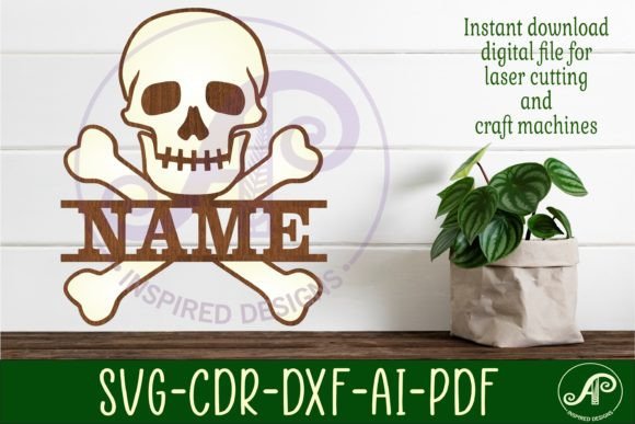 Download Skull and Bones Two Layer Name Sign Svg - Two layer name sign Collection