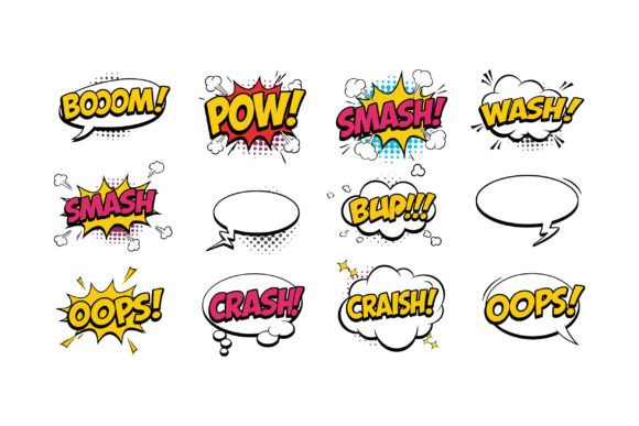 Download Colorful Comic Book Speech Bubbles with - Premium Resources