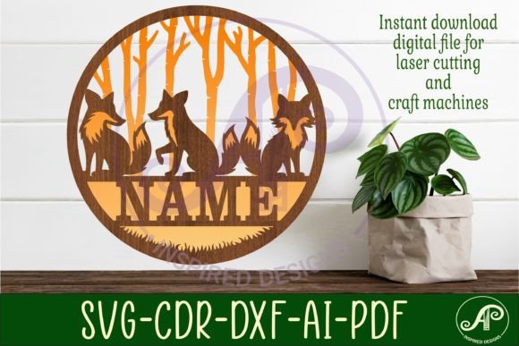 Download Fox Two Layer Name Sign Svg Laser Cut - Two layer name sign Collection